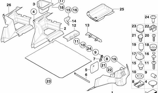 Cobertura à direita para BMW (OEM 51472491064). BMW original