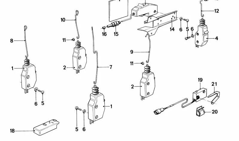 OM 51261375954 Attuatore di blocco del copilota per BMW E28. BMW originale.