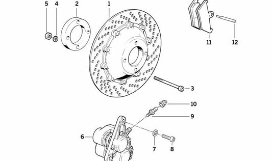 Black right brake disc for BMW E46, F30, F80 (OEM 34112311198). Original BMW