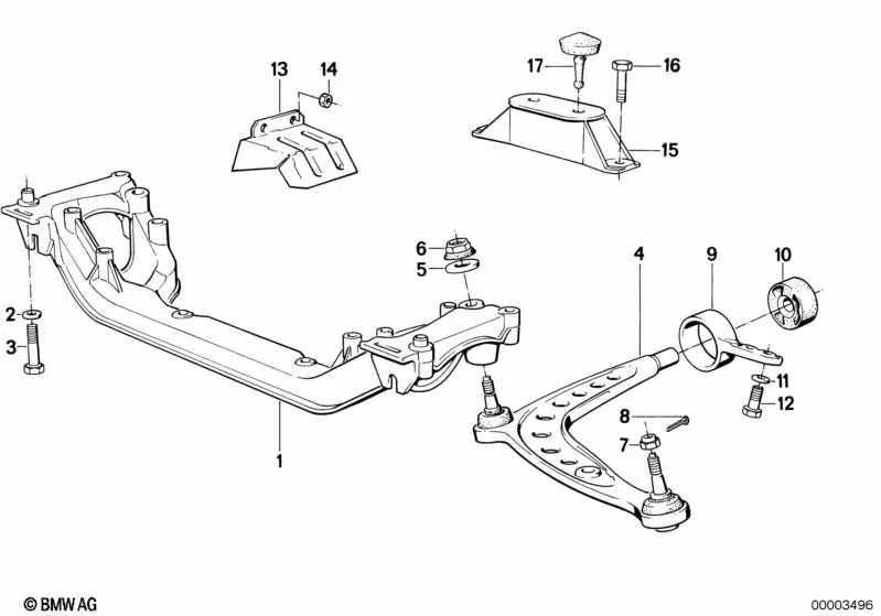 Vorderachsträger für BMW 3er E30 (OEM 31111701064). Original BMW.