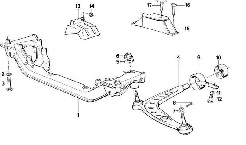 Brazo de suspensión delantero izquierdo OEM 31121701059 para BMW E30. Original BMW.