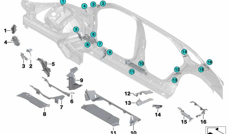 Pieza conformada de larguero derecho para BMW X5 F15, F85 (OEM 41007387102). Original BMW