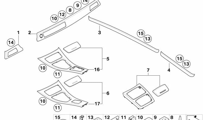 Moldura decorativa puerta delantera izquierda OEM 51417251231 para BMW E92, E93. Original BMW.