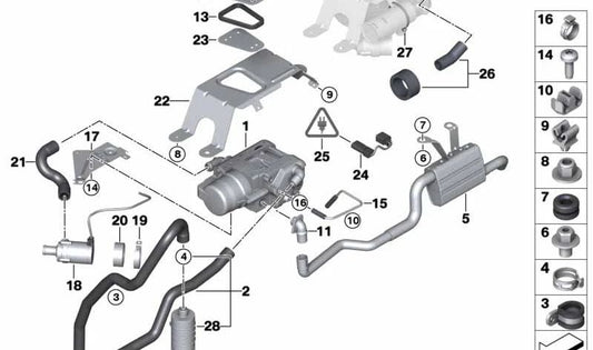 Tubo de admisión de aire para BMW X5 E70, F15 y X6 E71, F16 (OEM 64129281928). Original BMW