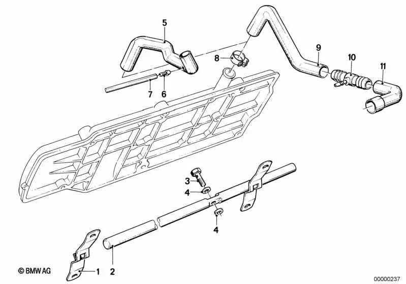 Ventilation pipe for BMW 3 Series E21 5 Series E12, E28 (OEM 11151269524). Genuine BMW.