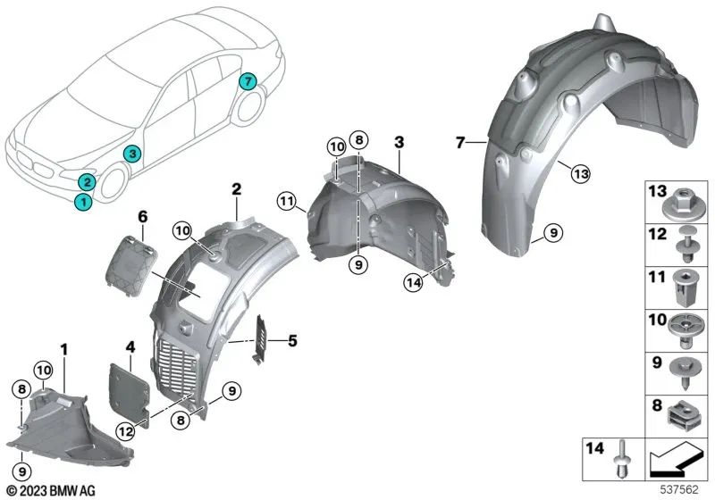 Cubierta inferior izquierda para BMW G30, G31, G38 (OEM 51718060031). Original BMW.