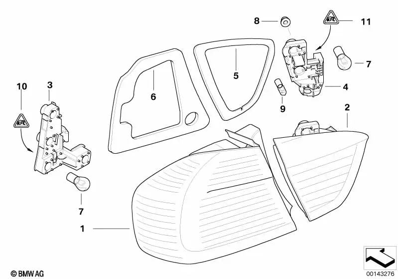 Junta de la Luz Trasera Lateral Derecha para BMW Serie 3 E90 (OEM 63216937470). Original BMW