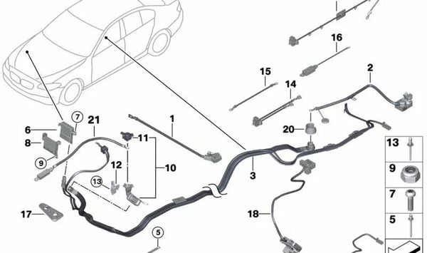 Kabelado de Protección contra Polaridad Inversa para BMW Serie 5 F10, F11, F10N, F11N (OEM 61129225607). Original BMW