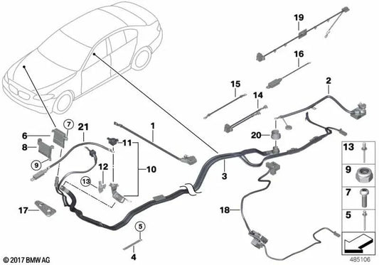 Cable de batería negativo IBS para BMW Serie 5 F10, F18N, Serie 7 F01N, F02N (OEM 61219322901). Original BMW.