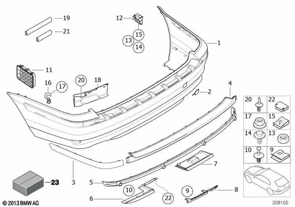 Tapa de gancho de remolque imprimada para BMW E46 (OEM 51128229151). Original BMW