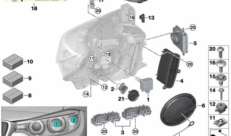 LED Module Set for BMW E92N, E93N, F80, F32, F33, F36, F82, F83, F06, F12, F13, F25, E70N, F15, F85, F16, F86 (OEM 63117263051). Genuine BMW