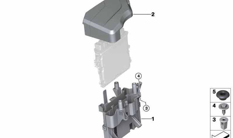 Soporte para módulo electrónico E-Box OEM 12908615264 para BMW F20, F21, F22, F23, F30, F31, F32, F33, F34, F36. Original BMW.