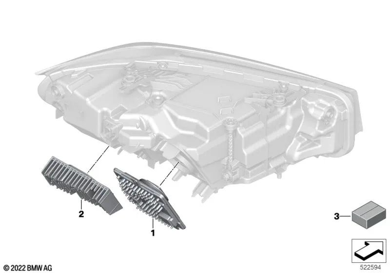 Módulo LED Intermitente/Luz diurna izquierda para BMW G20N (OEM 63115A57071). Original BMW