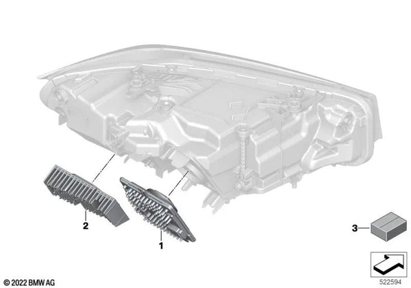 Módulo LED Intermitente/Luz de circulación diurna izquierda para BMW G20N, G21N, G28N (OEM 63115A829F7). Original BMW