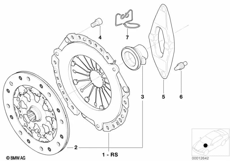 Conjunto de piezas de embrague para BMW E46, E83 (OEM 21217528211). Original BMW