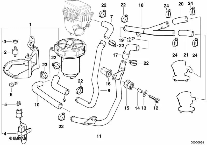 Tubería de presión para BMW Serie 7 E38 (OEM 11721741843). Original BMW.