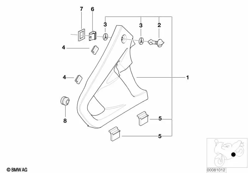 Abrazadera para BMW Serie 7 E38, Motorradh R22 (OEM 46632313083). Original BMW.