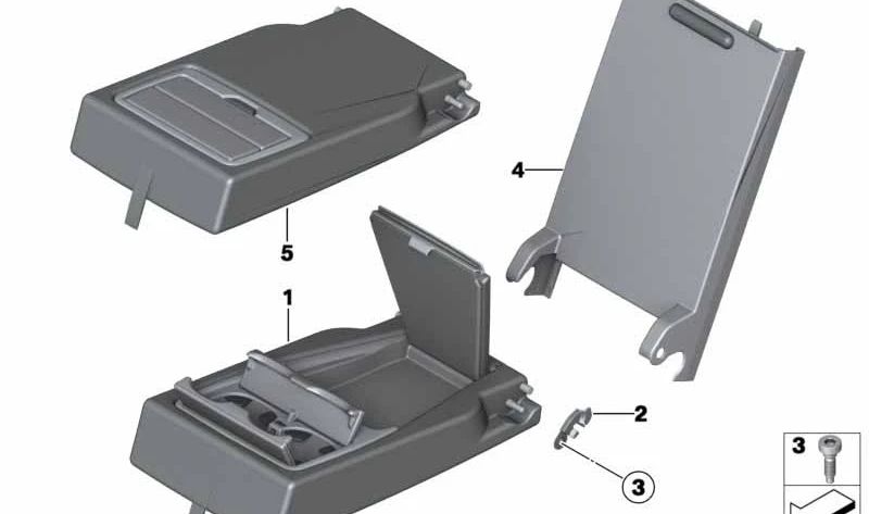 Reposabrazos Cuero Sintético Trasero Central para BMW Serie 3 F34, F35 (OEM 52207308636). Original BMW