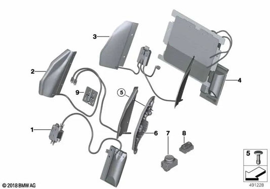 Almofada lombar com bomba para BMW Série 1 F20, F20N, F21, F21N, Série 2 F22, F22N, F23, F23N, F87, F87N, Série 3 F30, F30N, F31, F31N, F34, F34N, F35, F35N, Série 4 F32, F32N, F36, F36N (OEM 52109891411). BMW original