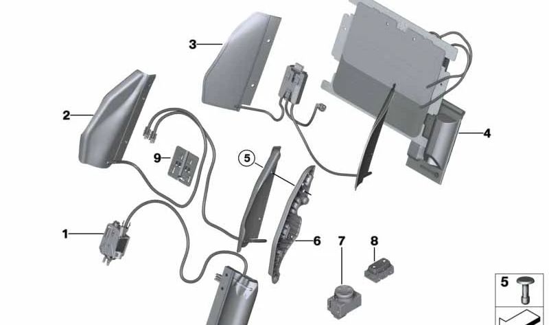 Regulación de anchura del respaldo con válvula OEM 52109891412 para BMW F20, F21, F22, F23, F87, F30, F31, F34, F32, F36. Original BMW.