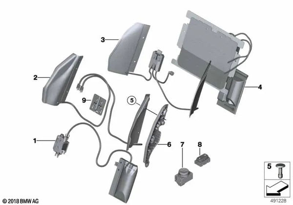 Cojín lumbar con bomba para BMW Serie 1 F20, F20N, F21, F21N, Serie 2 F22, F22N, F23, F23N, F87, F87N, Serie 3 F30, F30N, F31, F31N, F34, F34N, F35, F35N, Serie 4 F32, F32N, F36, F36N (OEM 52109891411). Original BMW