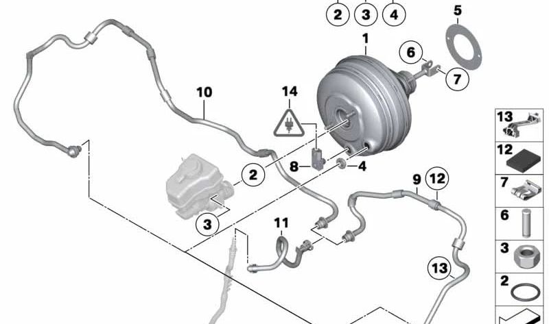 Tubo de vacío para BMW Serie 5 F07, F10, F11 Serie 6 F06, F12, F13 Serie 7 F01N, F02N (OEM 11668513632). Original BMW