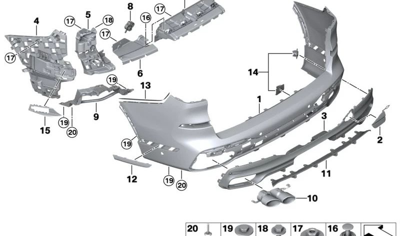 Moldura trasera derecha para BMW X7 G07 (OEM 51125A16B94). Original BMW