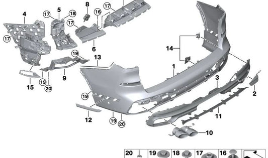 Moldura traseira direita para BMW X7 G07 (OEM 51125A16B94). BMW original