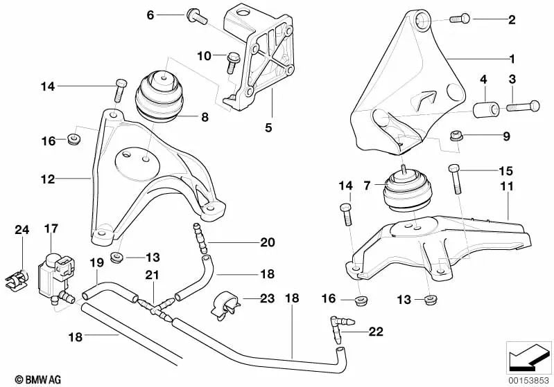 Consola derecha para BMW Serie 5 E39 (OEM 22111096080). Original BMW