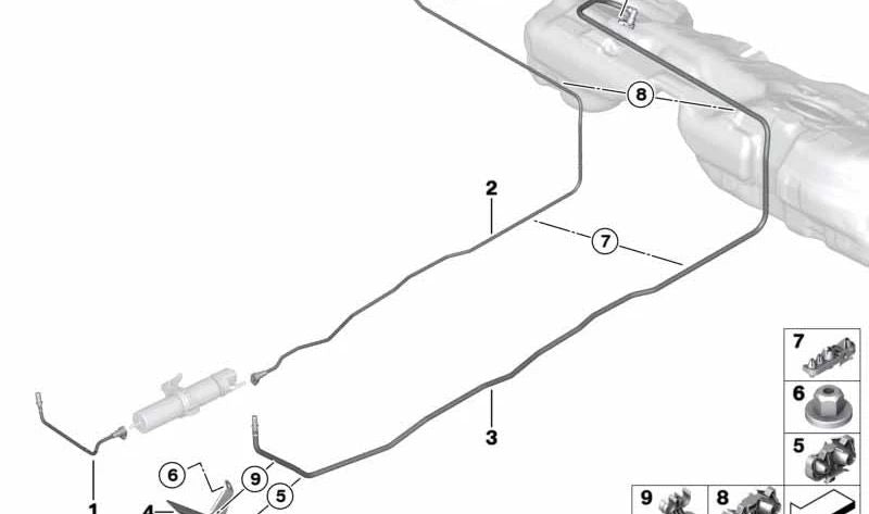 Tubería de suministro de combustible para BMW F30, F31, F32, F33, F36 (OEM 16127318357). Original BMW