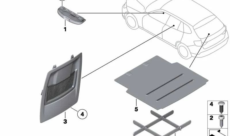 Respaldo de asiento con red de almacenamiento OEM 52109166910 para BMW E90, E91, E84. Original BMW