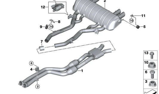 Soporte Silenciador Trasero Izquierdo para BMW G80, G81, G82, G83 (OEM 18309505124). Original BMW