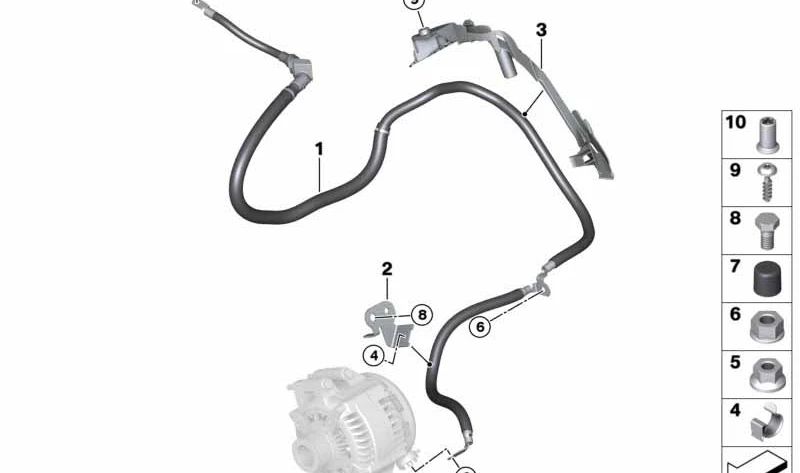 Cable Generador-Arrancador para BMW Serie 1 F20N, F21, F21N Serie 2 F22, F23, F87, F87N Serie 4 F33, F36 (OEM 12428621486). Original BMW