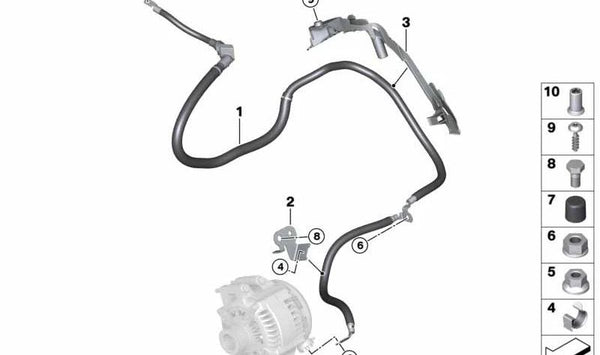 Cable Generador-Arrancador para BMW Serie 1 F20N, F21, F21N Serie 2 F22, F23, F87, F87N Serie 4 F33, F36 (OEM 12428621486). Original BMW