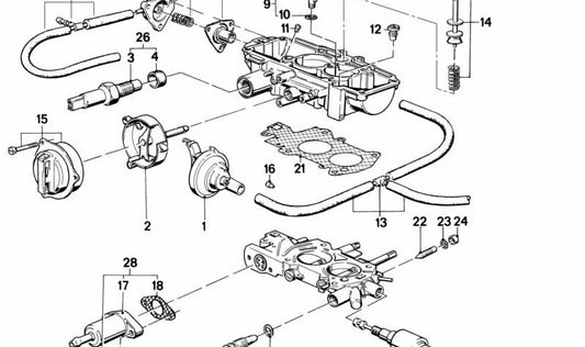 Actuator Set for BMW 3 Series E21, E30, 5 Series E12, E28 (OEM 13111287844). Original BMW