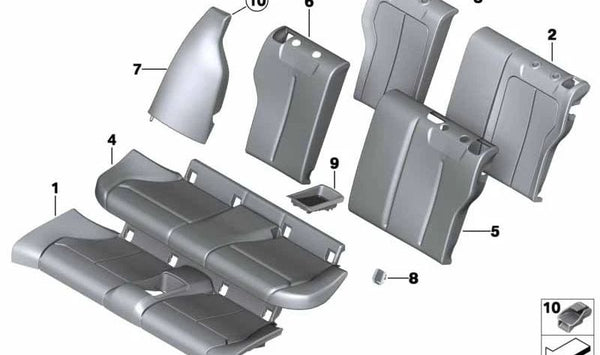 Funda de respaldo de asiento (tela) derecha OEM 52207475424 para BMW F20, F21. Original BMW