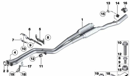 Placa de conexión OEM 18207578220 para BMW F10, F11, F18, F01, F02. Original BMW.