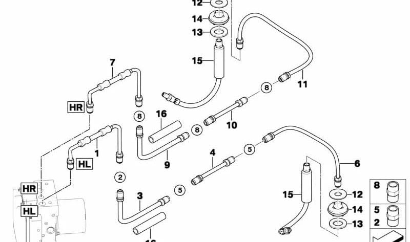 Tubo de freno OEM 34326785139 para BMW E60, E61, E63, E64. Original BMW