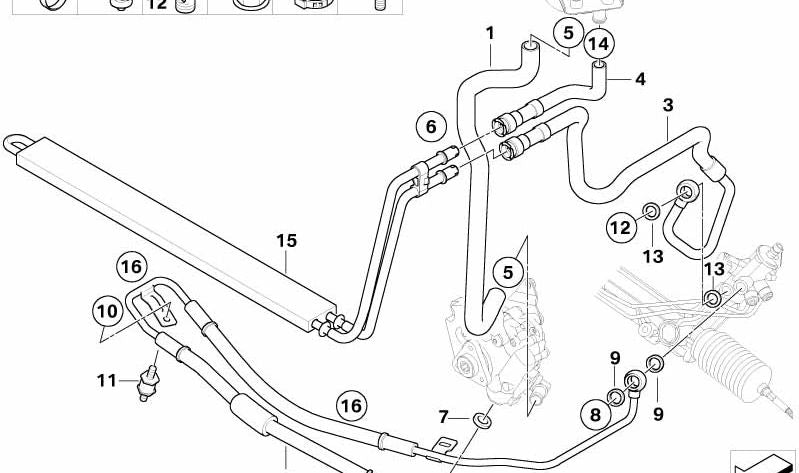 Línea de retorno para BMW X5 E53 (OEM 32416763983). Original BMW.