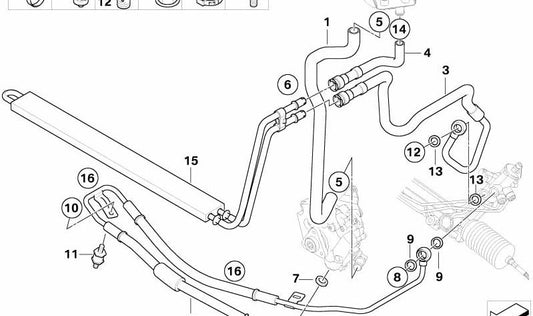 Return line for BMW X5 E53 (OEM 32416763983). Genuine BMW.