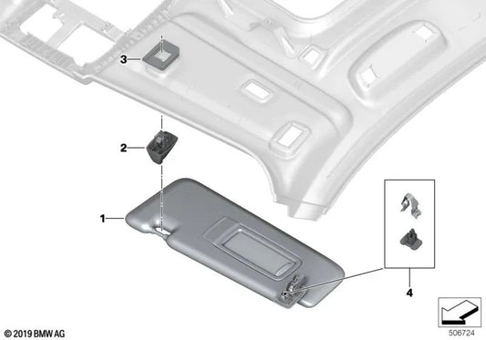 Sonnenblende Alcantara left for BMW X5 F95, G05, X7 G07 (OEM 51165A2DAA7). Genuine BMW.