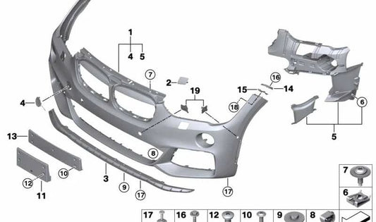 Rechter Nebelscheinwerferrahmen für BMW F48 (OEM 51118073960). Original BMW.