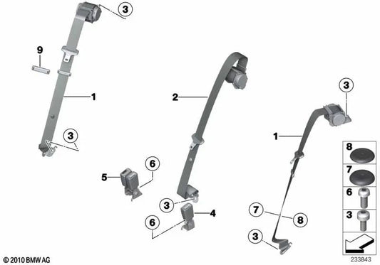 Cinturón superior trasero derecho para BMW F25, F26 (OEM 72117266552). Original BMW