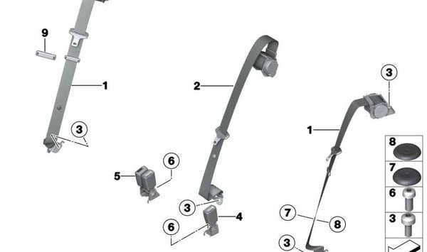 Cinturón de seguridad trasero derecho OEM 72117266544 para BMW F25, F26. Original BMW.