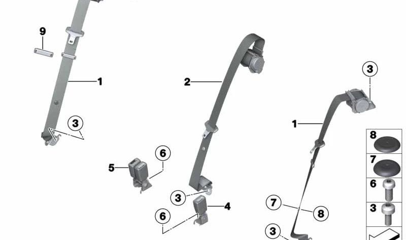 Correa inferior trasera derecha y central para BMW X3 F25, X4 F26 (OEM 72117255924). Original BMW