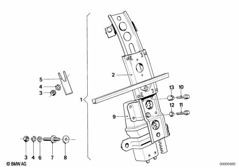 Fensterheber hinten rechts für BMW E24 (OEM 51371874606). Original BMW