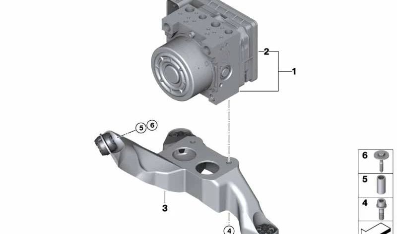 Suporte ao módulo hidráulico AB OEM 34516799814 para BMW F40, F44, F45, F46, F48, F39, F55, F56, F57, F54, F60. BMW original.