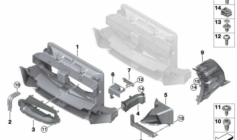 Conducto de aire lateral interior derecho para BMW Z4 G29 (OEM 51747435526). Original BMW