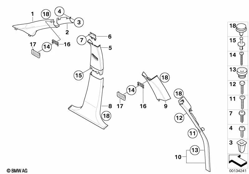 Cubierta A-Pilar izquierda para BMW X3 E83, E83N (OEM 51433449927). Original BMW.