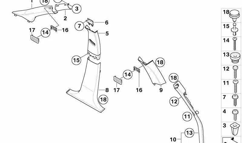 Embellecedor de columna C izquierda para BMW X3 E83 (OEM 51433449951). Original BMW